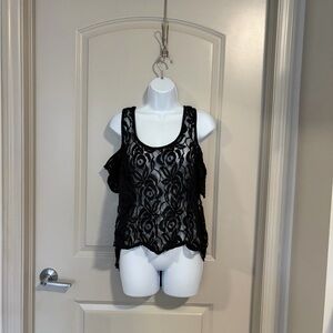 Black Lace Sleeveless Top